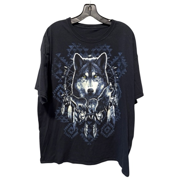 Vintage Y2K Wolf Big Print Biker Graphic Tee - Picture 1 of 6